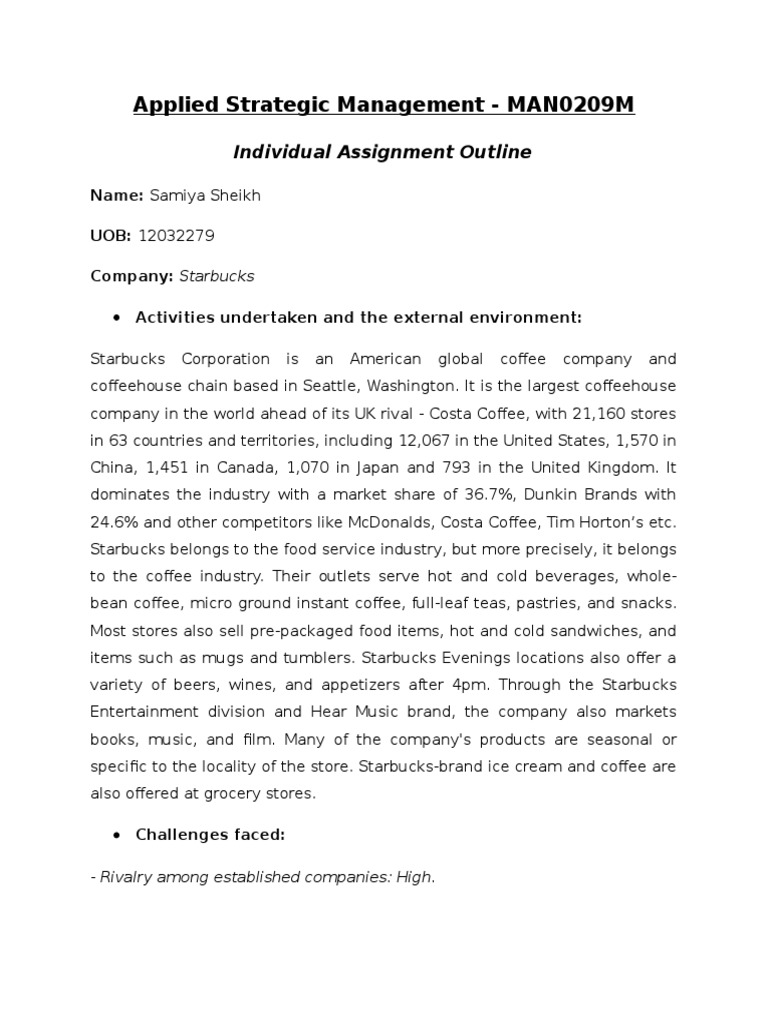 starbucks core competencies Applied strategic management starbucks